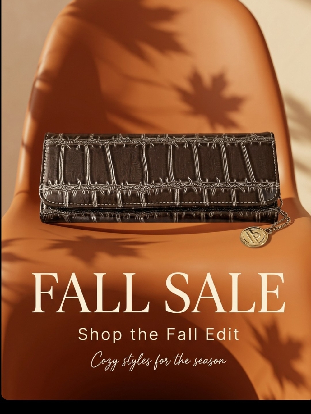Leather Croc-Embossed Wallet Clutch in Dark Grey